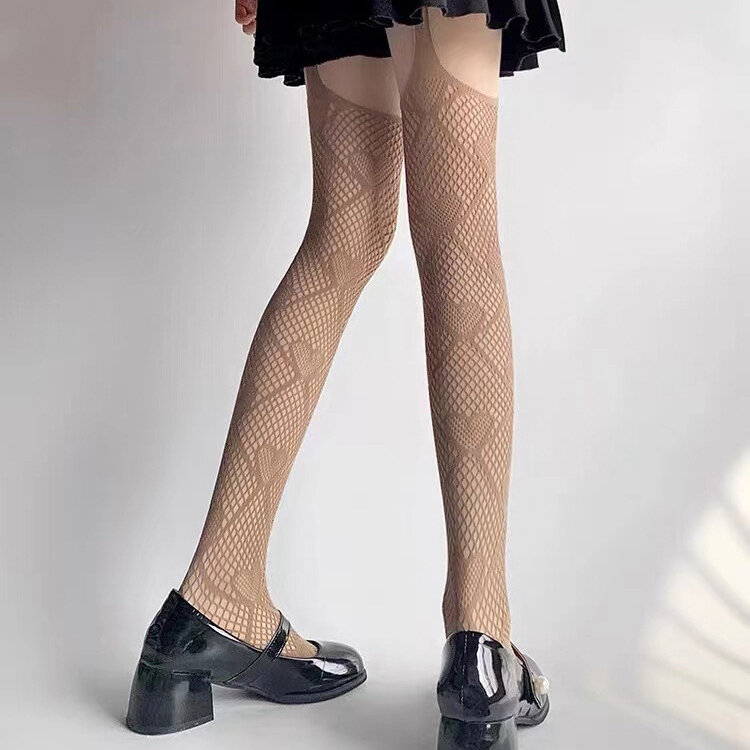 Pantyhose garter Y2K seksi celana ketat selangkangan hati lucu untuk wanita pakaian dalam perempuan kostum erotis keinginan murni kaus kaki jaring ikan