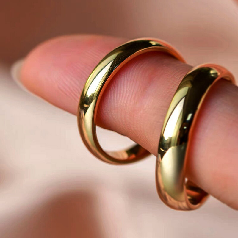 แหวนชุบทอง18K ของแท้100% สำหรับผู้หญิงผู้ชายแหวนแต่งงานเครื่องประดับของขวัญคนรัก