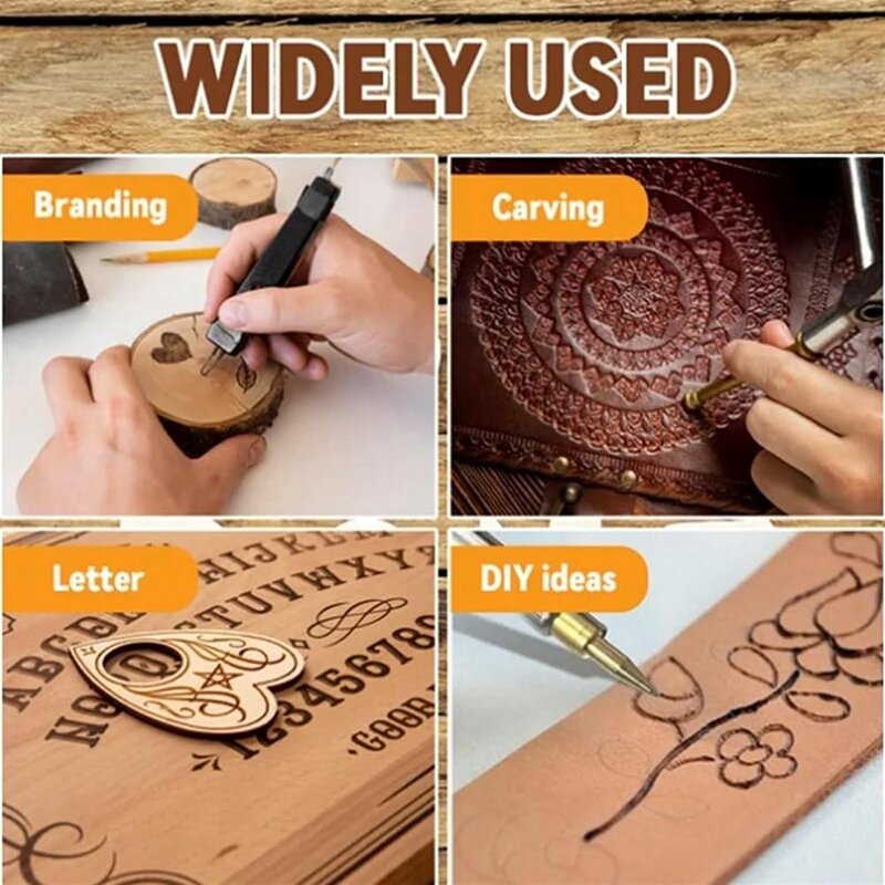 DIY Wood Burning/Carving Set, DIY Wood/Leather Burning Set-26 Letters Copper Mold, As Shown Metal DIY Supplies US Plug