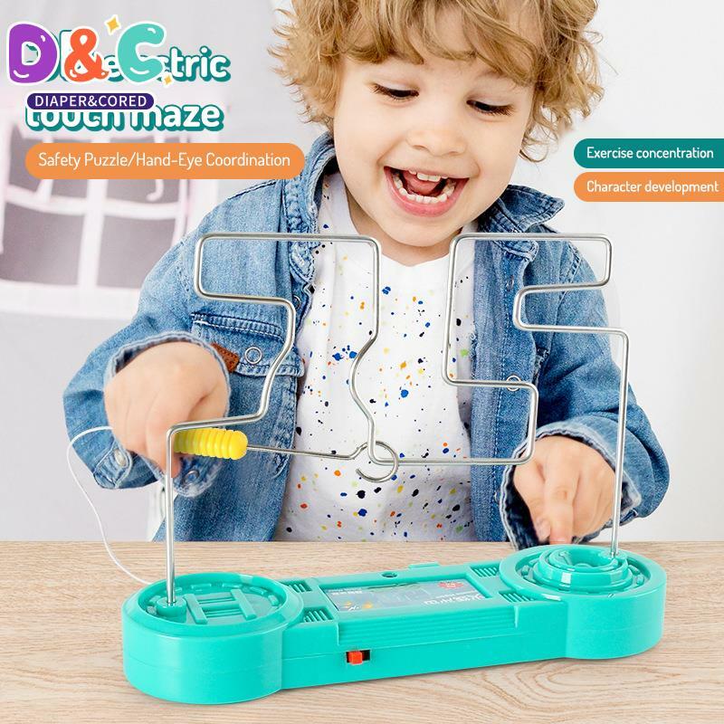 Grappige Elektrische Touch Doolhof Speelgoed Buzz Draad Vinger Shock Spel Kid Science Education Intellectuele Ontwikkeling Speelgoed