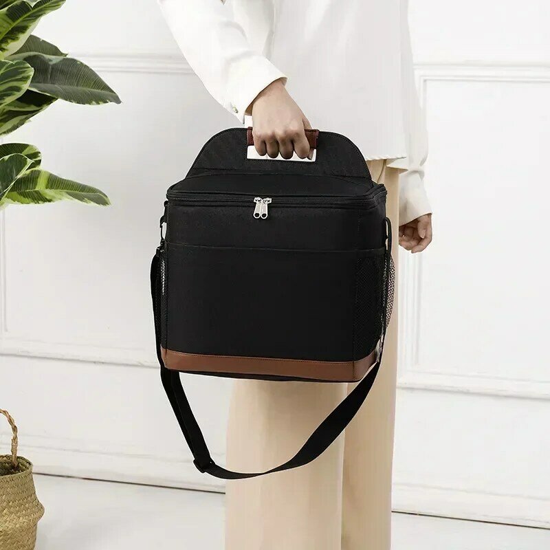 KM011  Heat Preservation Lunch Shoulder Bags Thickened Outdoor Oxford Bento Bag Warm Cold Large Capacity