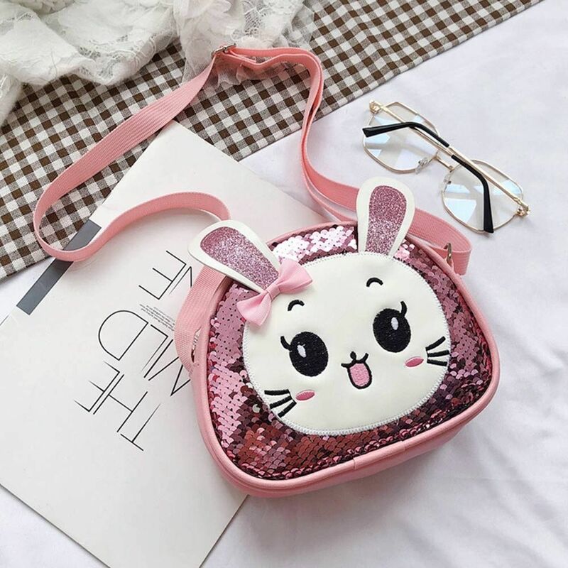 Cute paillettes Cartoon Bunny portamonete borsa a tracolla per ragazze borsa a tracolla