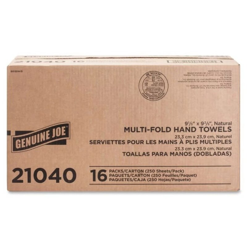 Multi-Fold Natural Paper Towels, 250 Count, (Pack of 16)