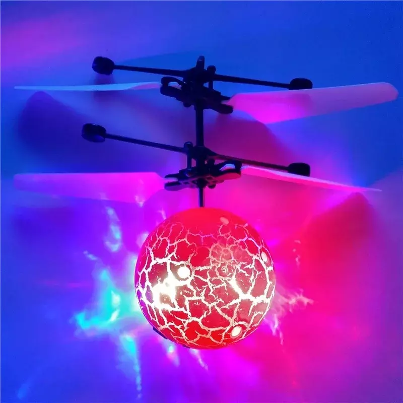 Drone induksi inframerah lampu kilat LED bola helikopter anak mainan anak-anak pengindera gerakan tidak perlu menggunakan kendali jarak jauh U