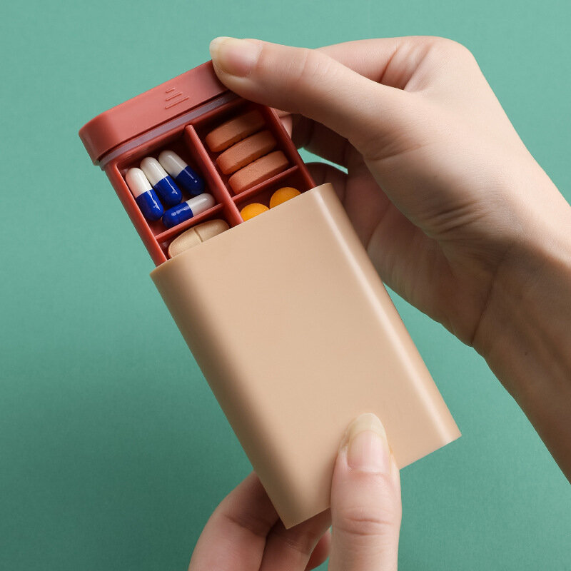 Mini boîte à pilules portable, boîte à médicaments, 6 grilles, boîte de rangement, conteneur, boîte à médicaments hebdomadaire, distributeur de pilules