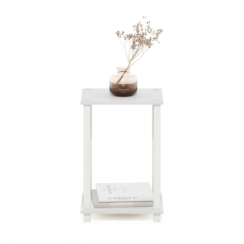 Furinno Simplistic End Table, Small, White/White