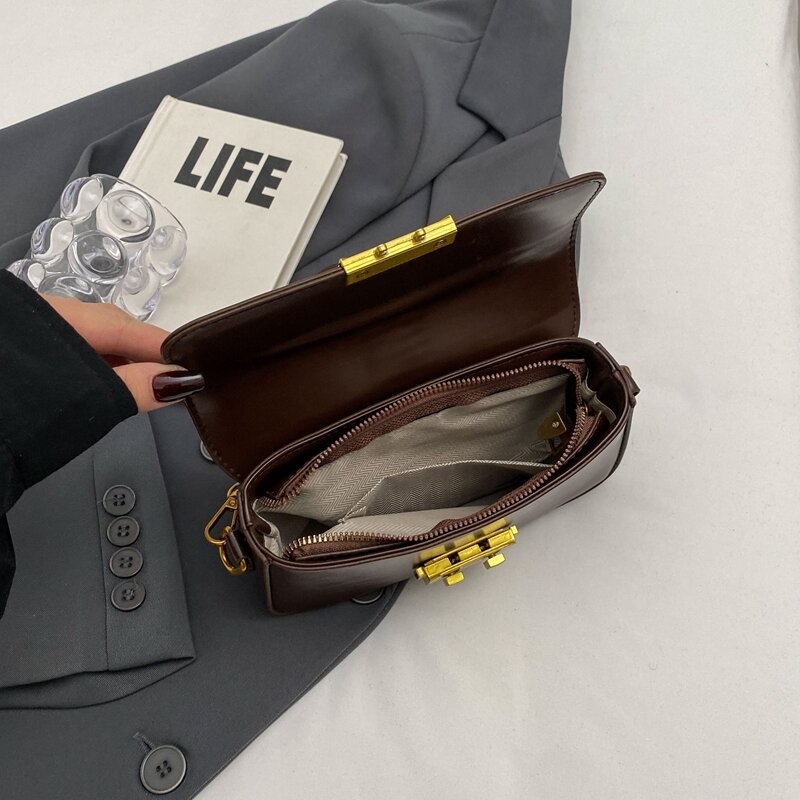 Tas tangan desainer mewah lengan bawah, tas tangan desainer mewah, tas bahu kulit Pu warna polos sederhana, dompet selempang kecil