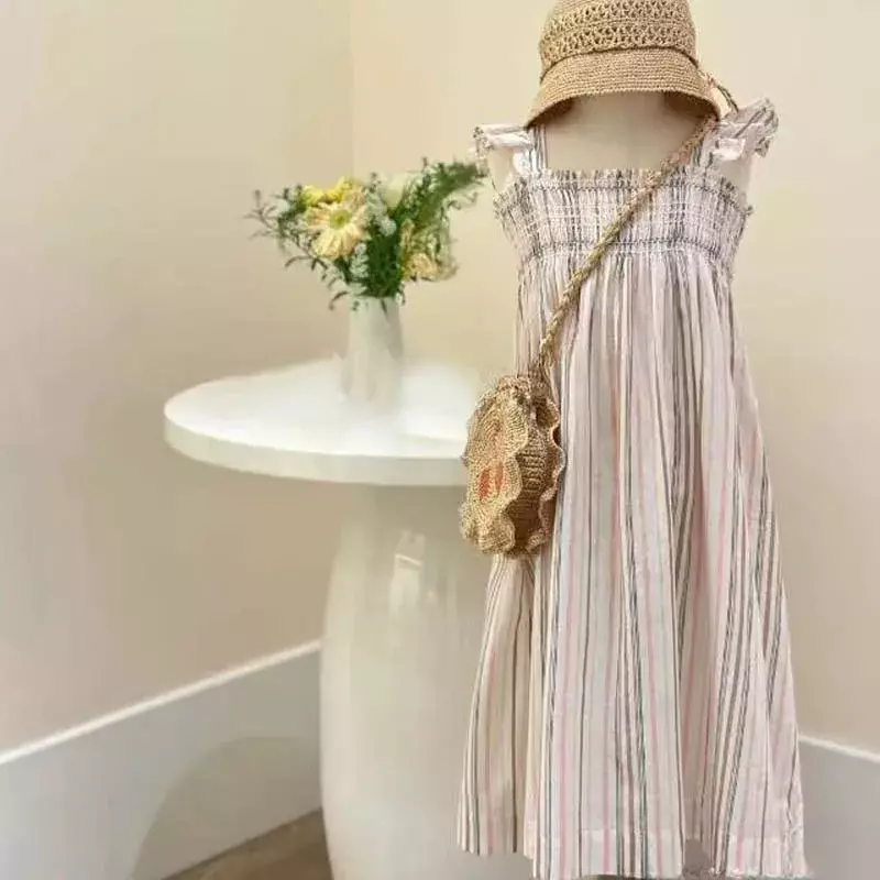 BP-vestido bordado de cereza para niña, ropa de Boutique, vacaciones en la playa, fiesta de verano, 2024