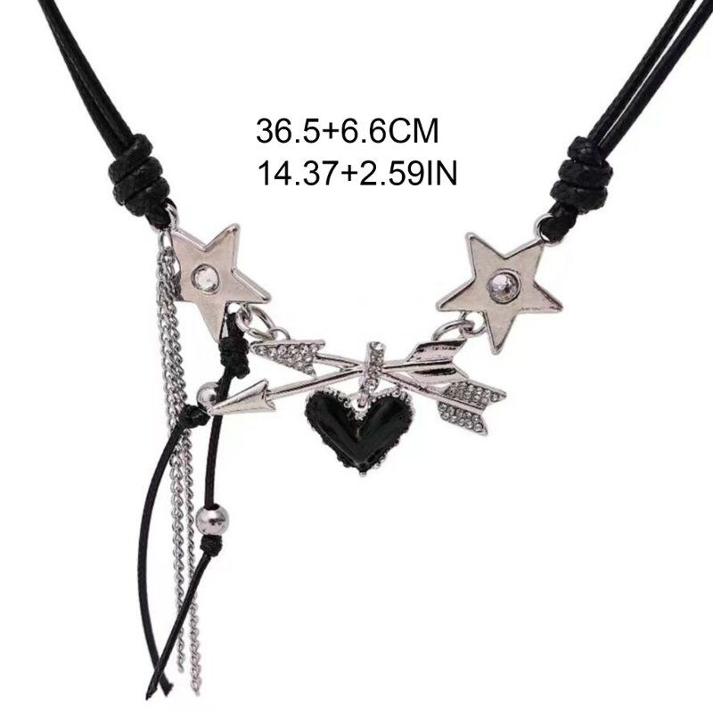 Pendentif minimaliste à franges en forme d'étoile cœur, tenue quotidienne, chaîne clavicule, bijoux, cadeau, livraison