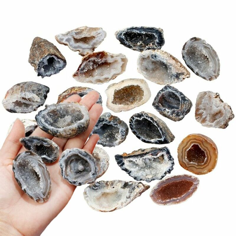 الأحجار الكريمة تحصيل عينة غير النظامية شكل العقيق الطبيعية الجيود الكريستال العنقودية شفاء الأحجار Drusy الكوارتز شريحة