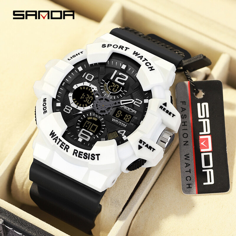 SANDA-reloj deportivo Digital para hombre, pulsera electrónica resistente al agua, de marca militar