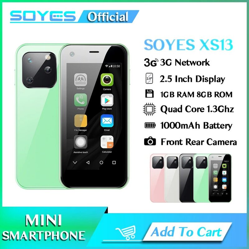 Soyes xs13-ミニ携帯電話,スマートフォン,クアッドコア,Android,3Dガラス,デュアルSIMカード,hdカメラ,xs11用