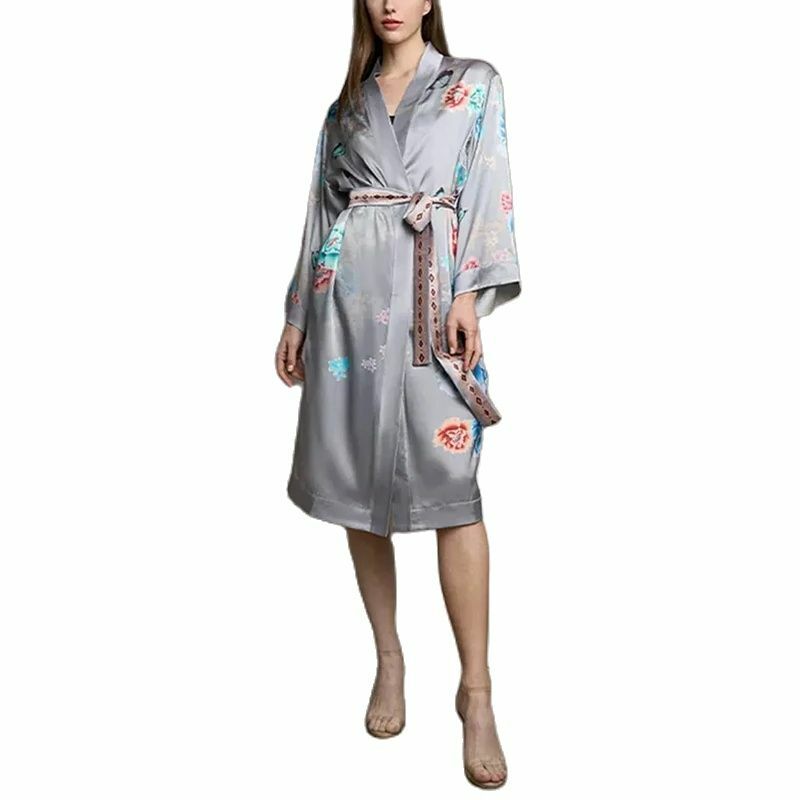 Pyjama élégant imprimé fleuri pour femme, Birdtree, Mulberry, Vêtements de maison, Nouveau style chinois, Printemps, Été, 100%, P41483QC, 2024