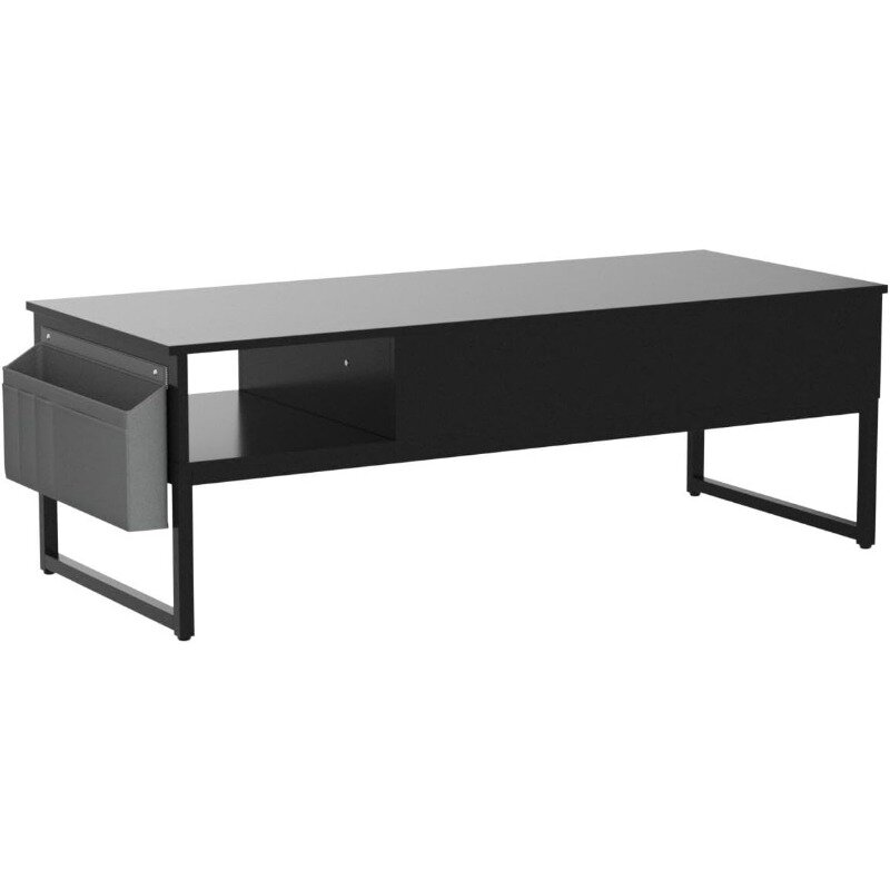 Lift Top Couch tisch mit Stauraum, Holz Hebeplatte zentralen Tisch Metallrahmen, 43.3 "Tisch mit Seiten tasche für Cocktail