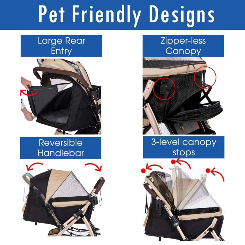 Carrito de viaje para perros medianos, Extra largo, Premium, resistente, para perros/gatos/mascotas