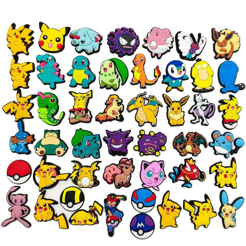 MINISO-Pokémon Pikachu Sapatos Encantos para Tamancos, Decoração Sandálias em PVC, Acessórios de Sapato Cartoon, Presentes para Amigos