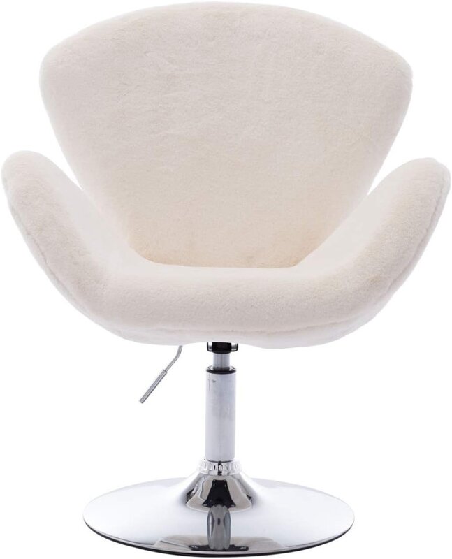 Faux Fur Vanity Chair Adjustable Soft Plush Shaggy Fluffy Swan Chair, Fur Accent Chair for Dorm/Living Room/Bedroom