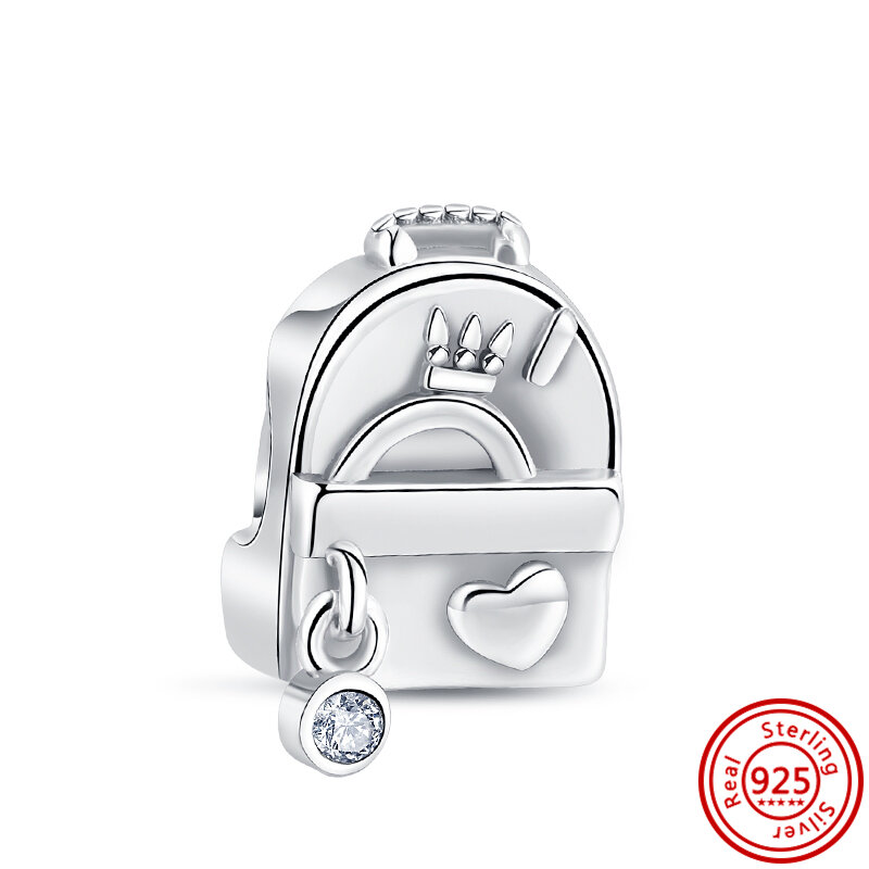 Neue 925 Silber Koffer Handtaschen Rucksäcke Einkaufstaschen Anhänger Klassische Perlen Fit Original Pandora Charms Armband DIY Schmuck