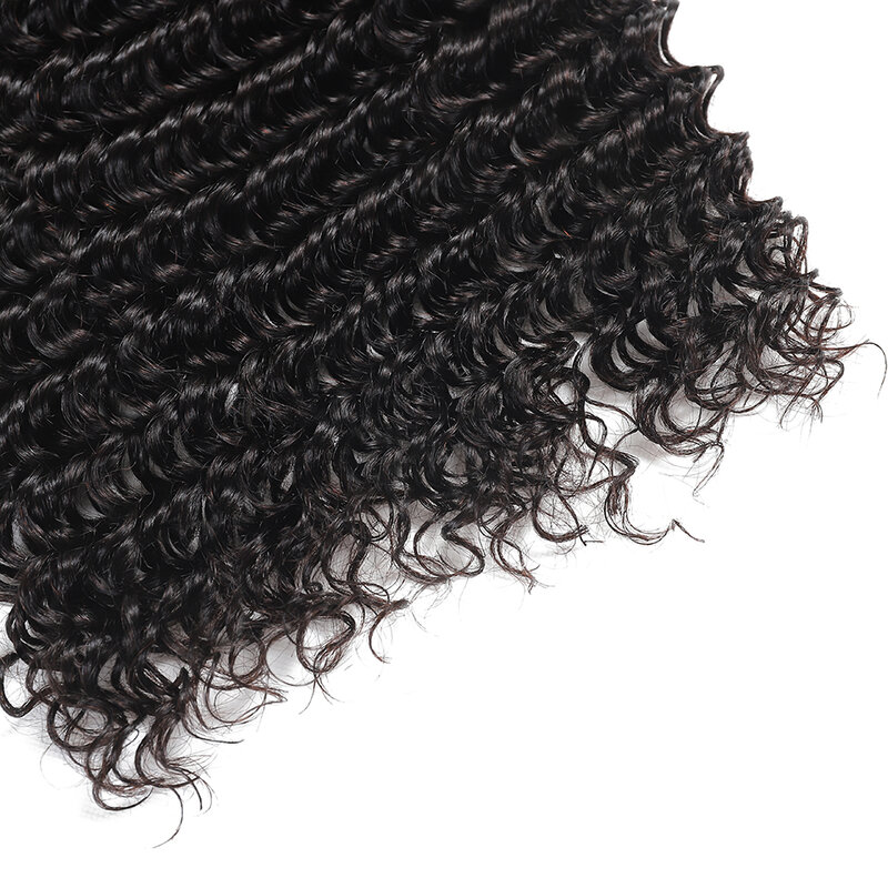 12A Brazilian Deep Wave Human Hair Bundles With 4X4 Transparent Lace Closure With Bundles 3/4 Bundle Virgin Hair Weave Extension