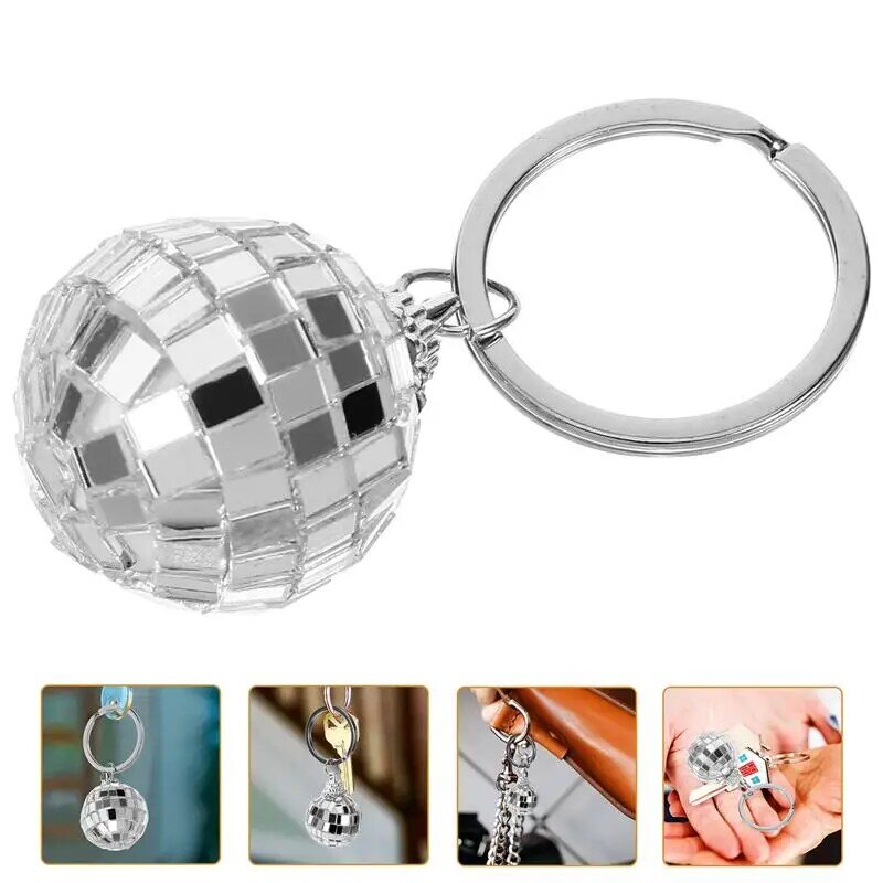 Gantungan kunci bola disko multifungsi, gantungan kunci liontin gantungan kunci tas dekoratif bola disko