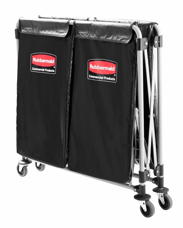 Rubbermaid Commercial Products, Collapsible X Cart  Steel, Multistream - 2 (4 Bushel), 36" L x 7" W x 34" H, Black