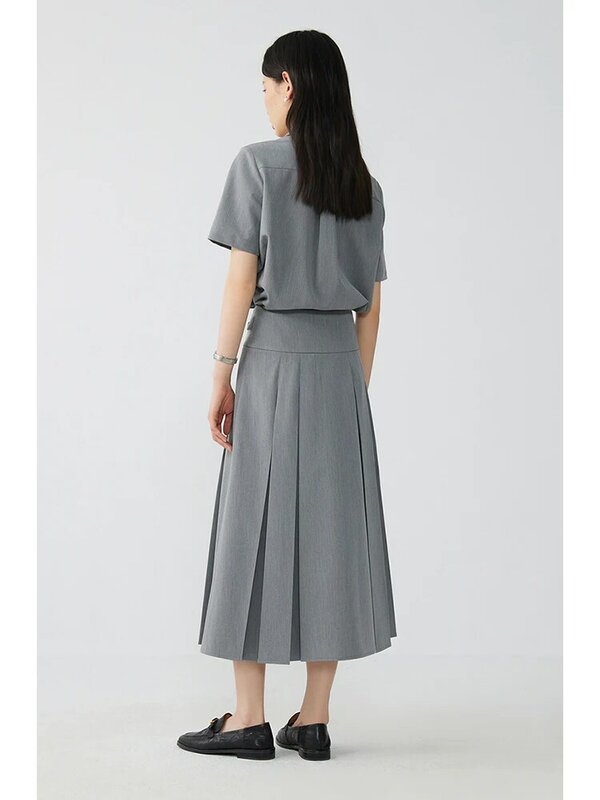 ZIQIAO-Conjunto de dos piezas para mujer, camisa gris de alta inteligencia, falda, primavera y verano, 2024
