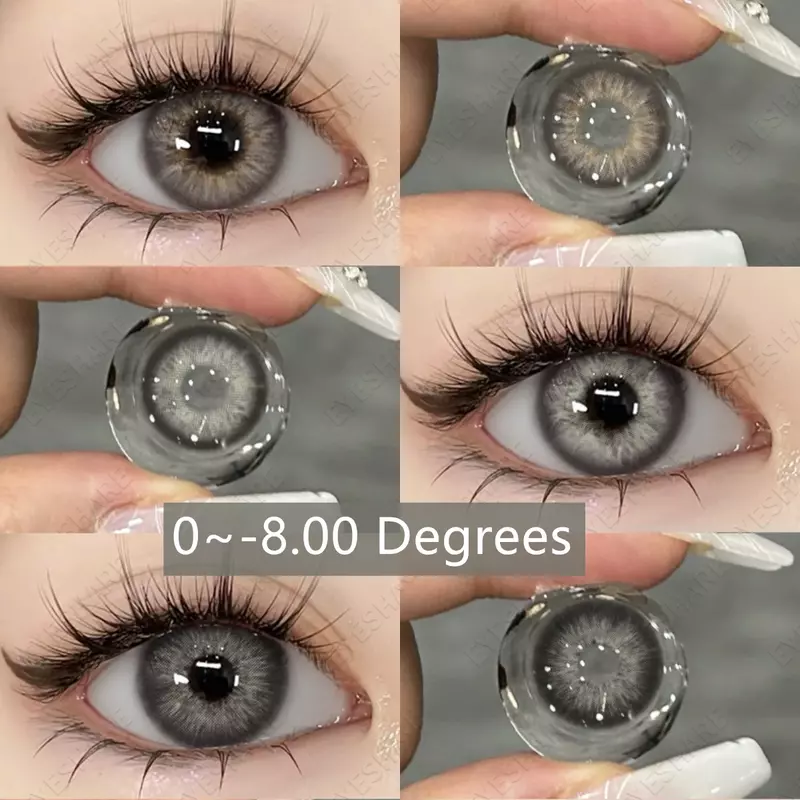 EYESHARE 2 pezzi lenti per miopia lenti a contatto colorate lenti grigie con lenti per occhiali da vista lenti per occhi marroni con grado