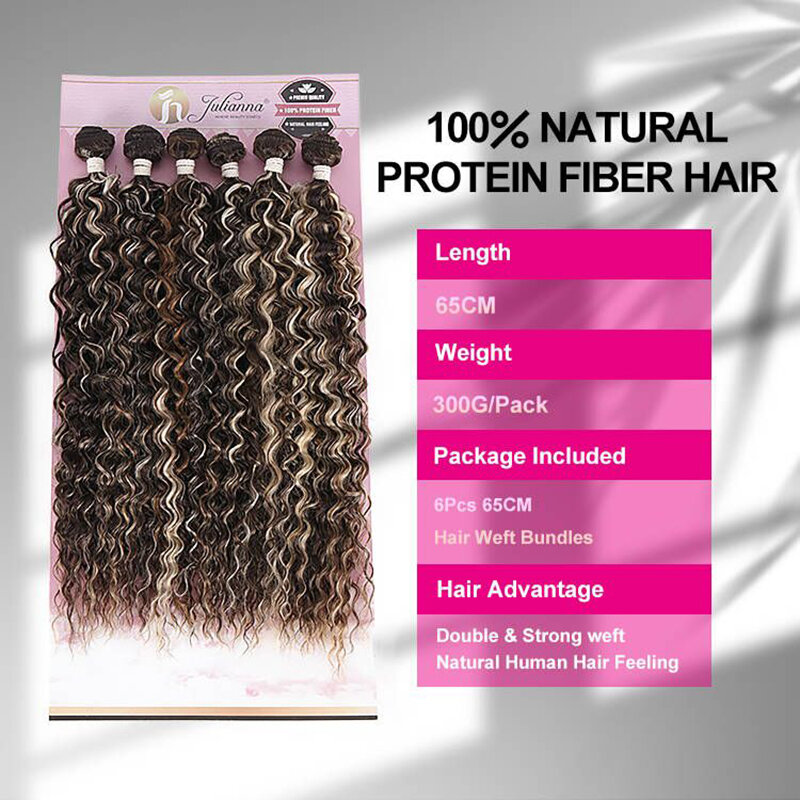 Julianna pacchetto di alta qualità liscio Ombre ricci Kanekalon fibra organica tessuto sintetico fasci estensioni dei capelli