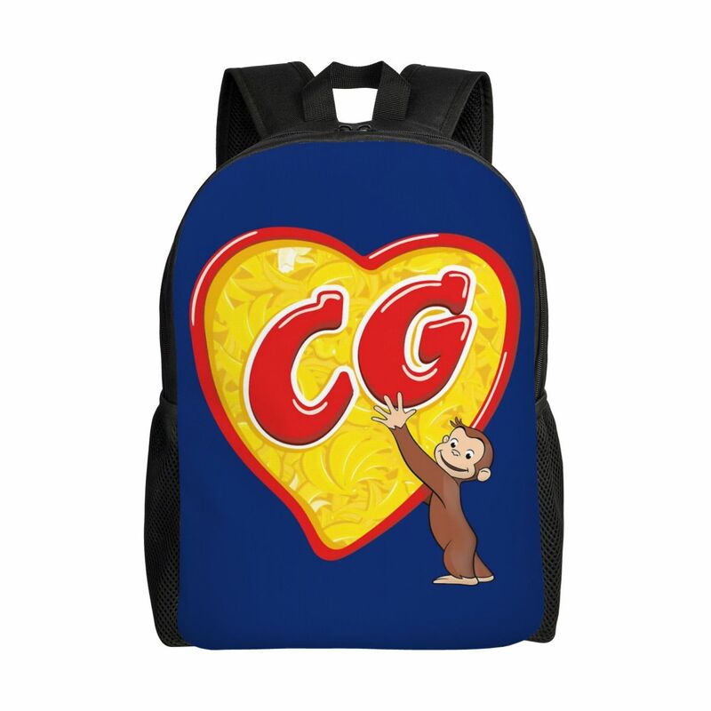 Curious George Is All Coussins Sacs à dos pour femmes et hommes, School imprimés Students Bookbag, Convient pour ordinateur portable de 16 pouces, Monkey TV Series Bags