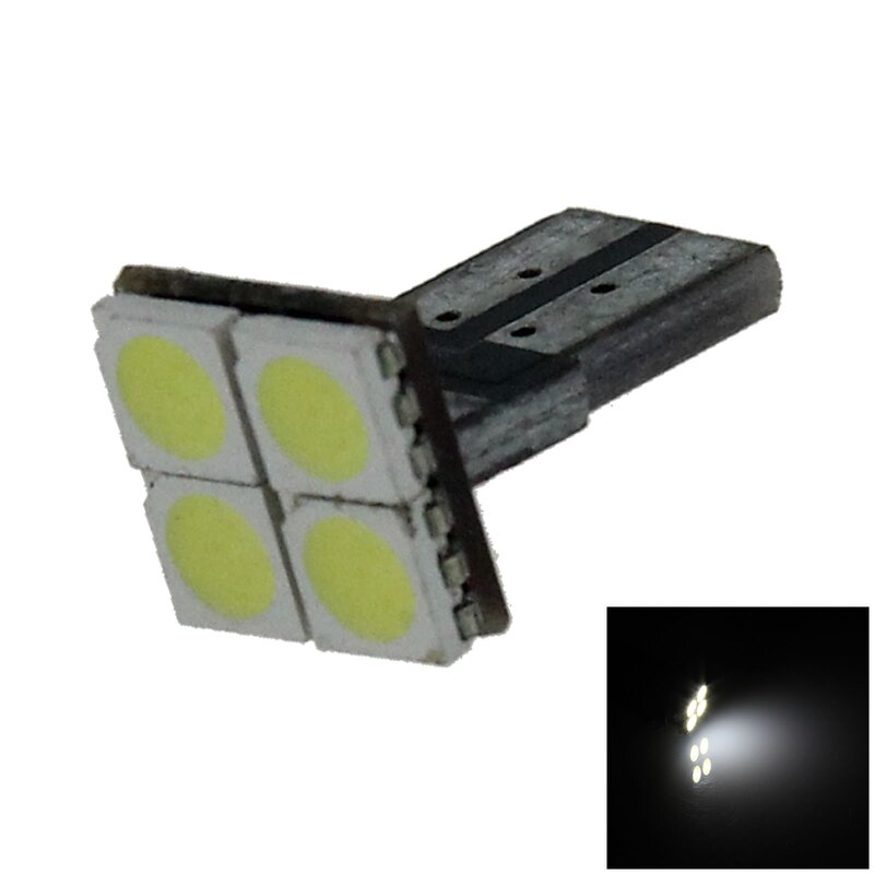 1x Wit Auto T10 W5W Richtingaanwijzer Wedge Lamp 4 Emitters 5050 Smd Led 184 192 193 A006