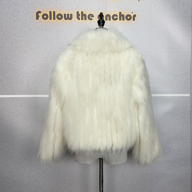 Mantel bulu rubah asli 2024 mantel mantel panjang jahit Strip manis jaket bulu asli wanita Casacos mantel bulu mode musim dingin