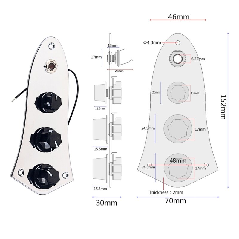 3 Way Guitar Control Plate Loaded Prewired Guitar Control Plate