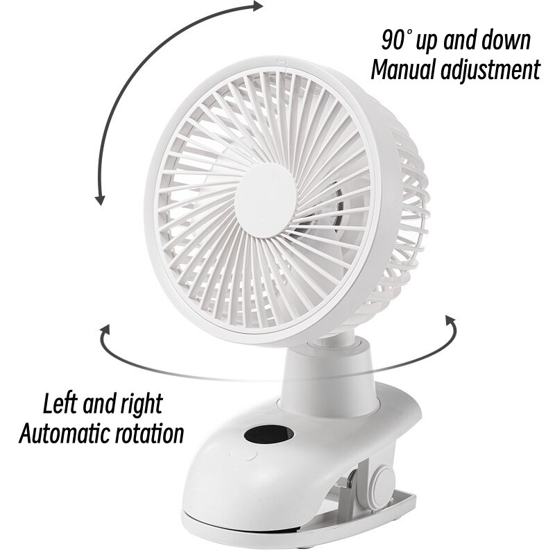 USB Charging Desktop Clip-on Fan Electric Small Cooling Ventilator 4 Speeds Oscillating Fan Home Office Air Circulating Clip Fan