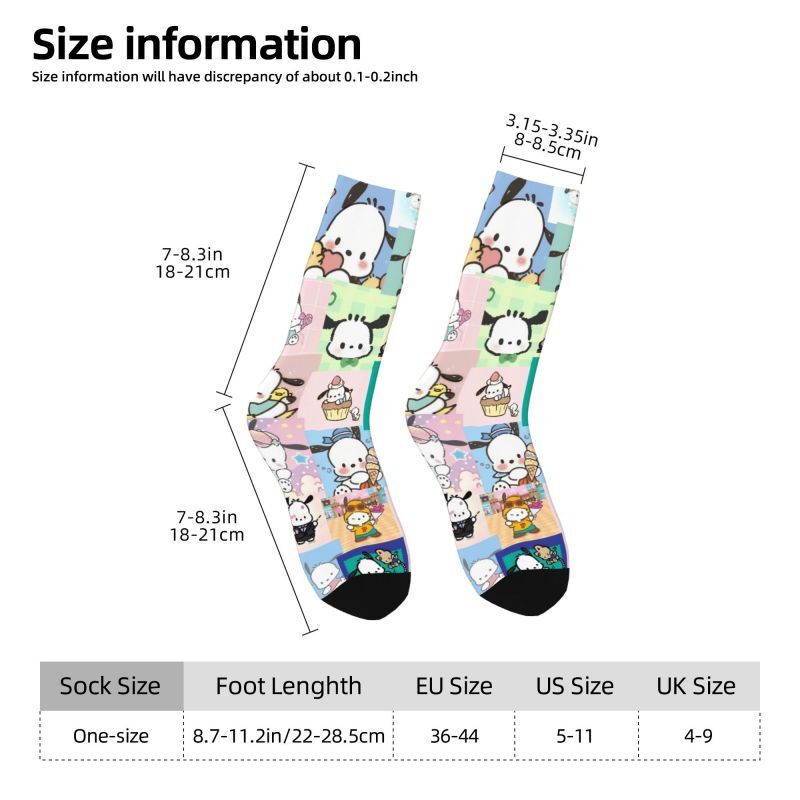 Custom Pret Pochacco Sanrio Cartoon Sokken Voor Dames Heren Stretchy Zomer Herfst Winter Crew Sokken