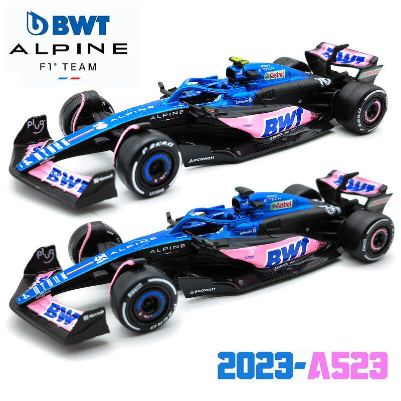 Bburago 1:43 bw-t Alpine 2023 A523 #10 #31 F1 mobil balap Formula statis simulasi Diecast Model logam campuran