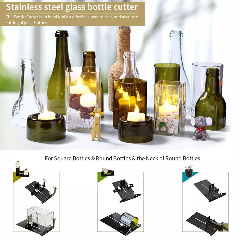 Cutter Glass Bottle Cutting Tool Square and Round Wine Beer Glass Sculptures Cutter for DIY Glass Cutting Machine Glass
