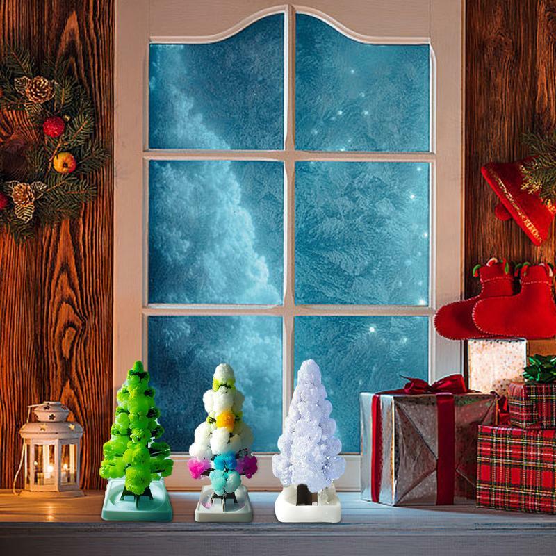 Рождественская елка с растущими кристаллами 3 в 1, картонная Новинка, набор игрушек для детей, забавные Развивающие и строительные игрушки, рождественские украшения «сделай сам»