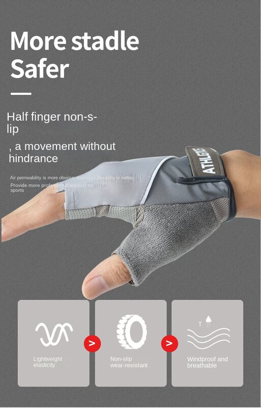 Rękawiczki do ćwiczeń podkładka pod dłoń lekka do treningu na pół palca pozioma poprzeczka kolarska sportowa antypoślizgowa oddychająca