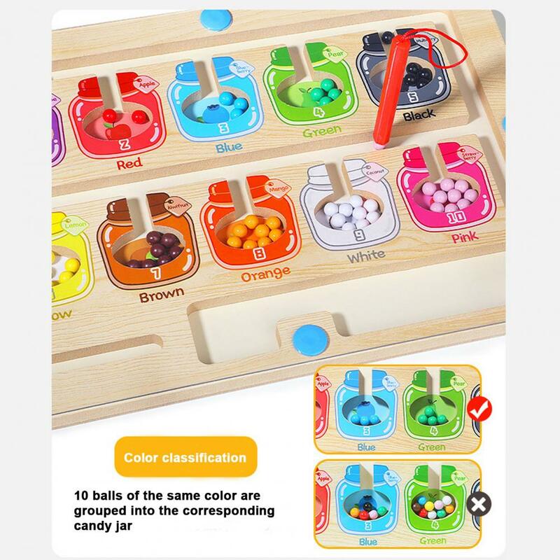 Magnetic Bead Number Toddler Motor Skills Color Sorting Counting Matching Educational Wood Board Game Boys Girls Gifts