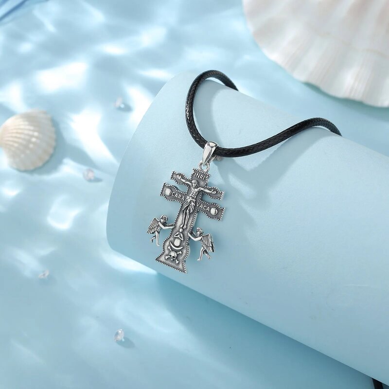 Caravaca – collier en argent Sterling 925 pour homme et femme, bijou de croix Eudora, pendentif ange chrétien, cadeau de Banquet