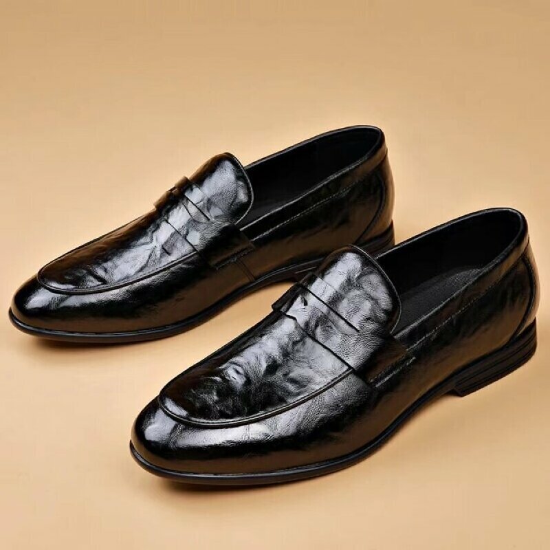 Sapato de couro genuíno italiano masculino, pé único, leve, luxo, lazer, negócios, escritório, alta qualidade, Sho