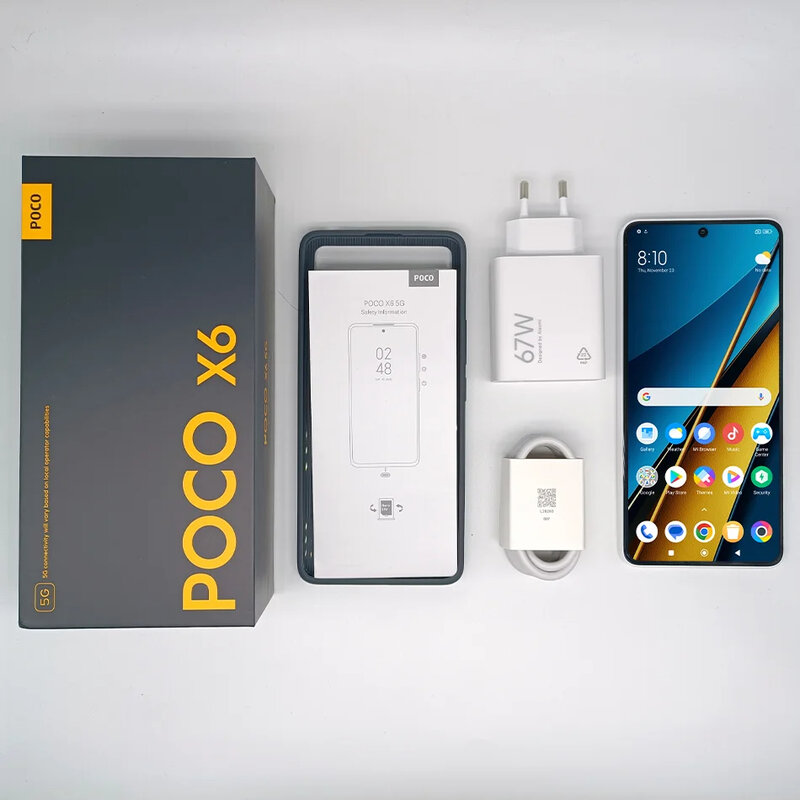 Versi Global POCO X6 5G ponsel pintar Snapdragon 7s Gen 2 6.67 "120Hz tampilan AMOLED 64MP kamera tiga 67W Turbo pengisian daya NFC