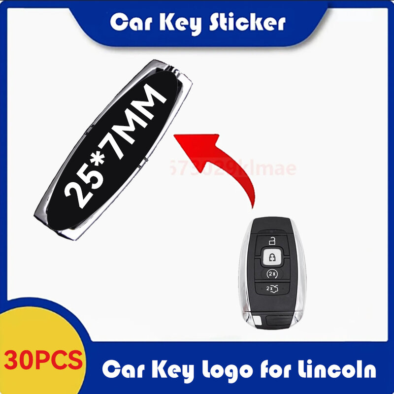 Etiqueta do logotipo chave do carro, emblema de substituição para Lincoln Navigator MKX Flight Adventurer, chave de controle remoto 25x7mm, 30pcs por lote
