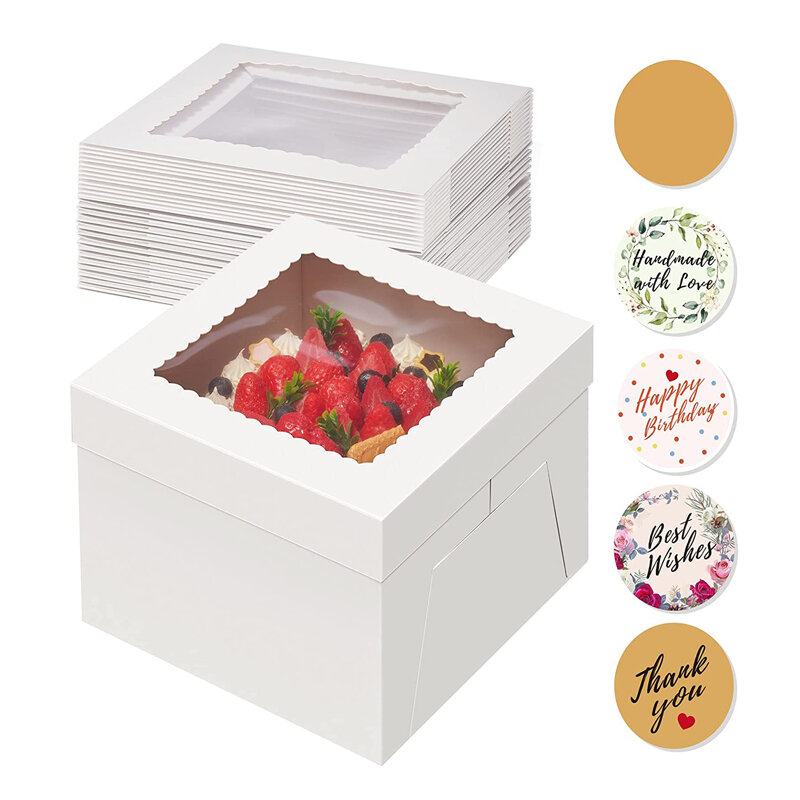 Caja de cartón cuadrada para hornear pasteles multicapa, producto personalizado, alto, blanco, grande, decoración de pasteles Su