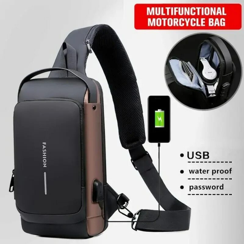 Новейшая Мужская нагрудная сумка с защитой от кражи, через плечо с USB-зарядкой, мужская спортивная сумка-слинг для коротких поездок