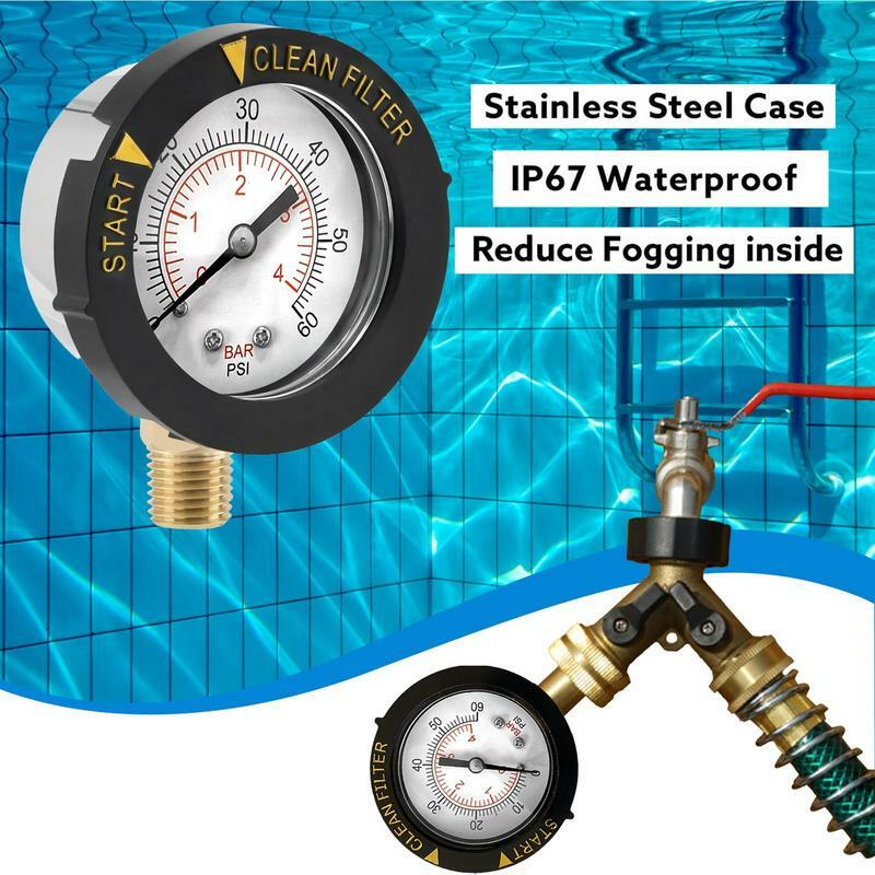 Pompa basenowa manometr 0-60 PSI miernik ciśnienia wody z czystym wskaźnikiem filtra pompa do basenu wskaźnik pompa basenowa 1/4-Cal gwint rury