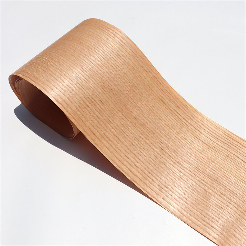 Chapa de madera Natural para muebles, grano recto de roble rojo, alrededor de 20cm x 2,5 m, 0,25mm, Q/C