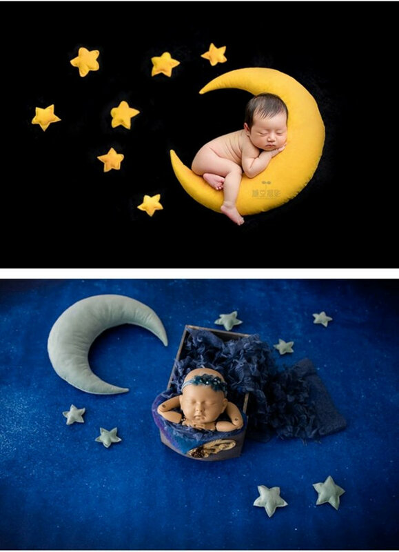 Fotografia recém-nascidos adereços lua de fadas travesseiro lua cheia estrelas do bebê tiro a lua travesseiro foto do bebê acessórios posando adereços