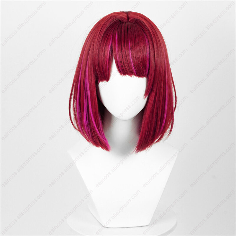 Anime Arima Kana parrucca Cosplay 30cm parrucche corte rosso scuro parrucche rosa misto resistente al calore capelli sintetici Halloween