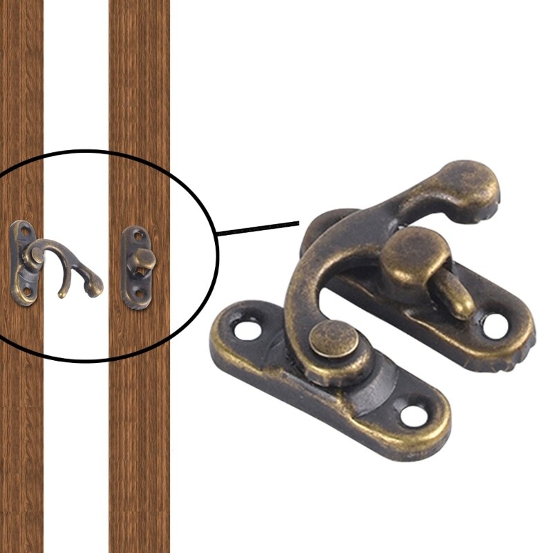 Braccio oscillante destro Piccolo gancio per chiusura per scatola legno 1,14 × 1,30 pollici Chiusura tono bronzo antico per